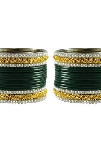 Green  Color Acrylic And Brass Bangle