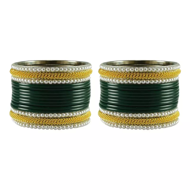 Green  Color Acrylic And Brass Bangle