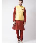 Men's Yellow Color Nehru Jacket with Kurta set