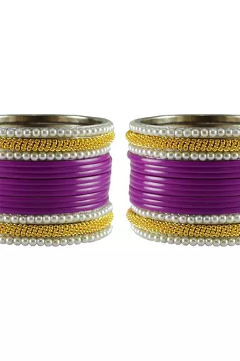 Purple  Color Acrylic And Brass Bangle