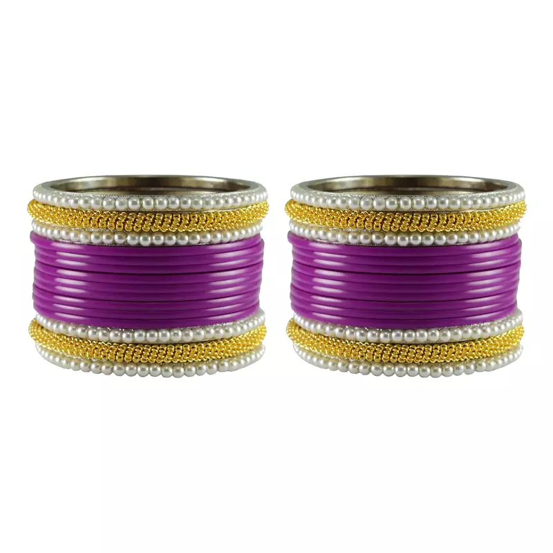 Purple  Color Acrylic And Brass Bangle