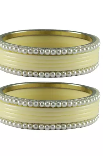 White Color Acrylic And Brass Bangle