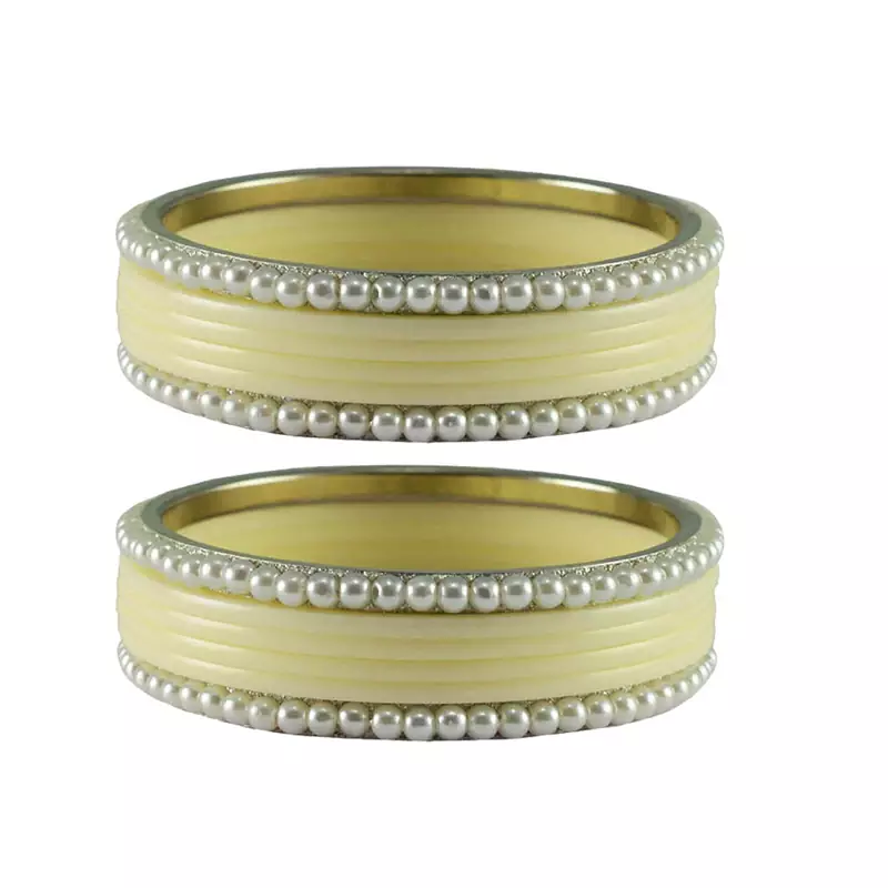 White Color Acrylic And Brass Bangle