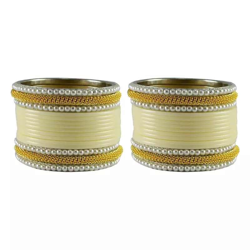 White Color Acrylic And Brass Bangle