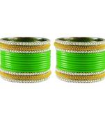 Light Green  Color Acrylic And Brass Bangle