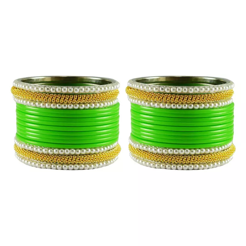 Light Green  Color Acrylic And Brass Bangle