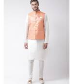 Men's Orange Color Nehru Jacket with Kurta set