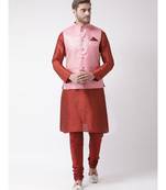 Men's Pink Color Nehru Jacket with Kurta set