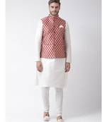 Men's Peach Color Nehru Jacket with Kurta set