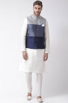 Men's Grey Color Nehru Jacket with Kurta set