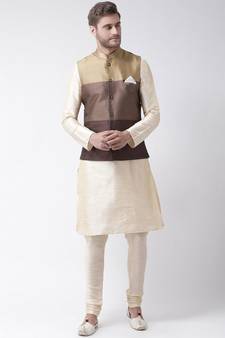 Men's Brown Color Nehru Jacket with Kurta set