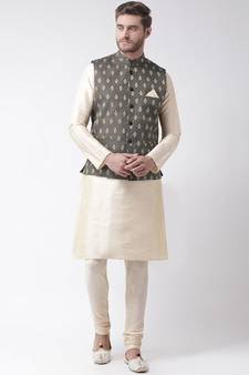 Men's Black Color Nehru Jacket with Kurta set