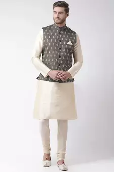 Men's Black Color Nehru Jacket with Kurta set