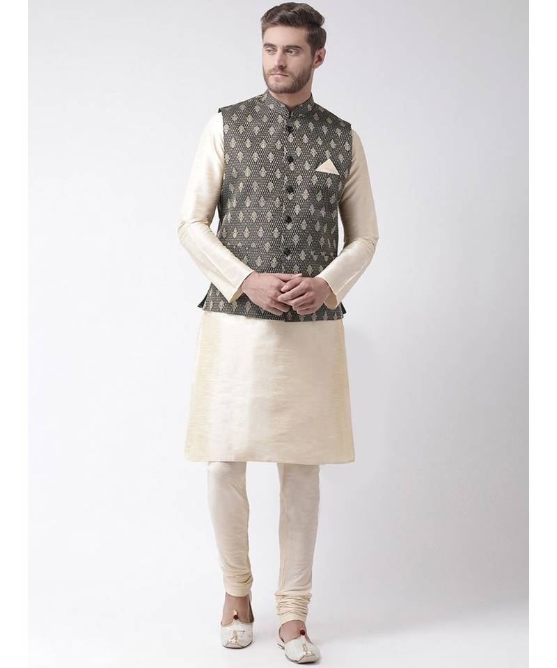 Men's Black Color Nehru Jacket with Kurta set