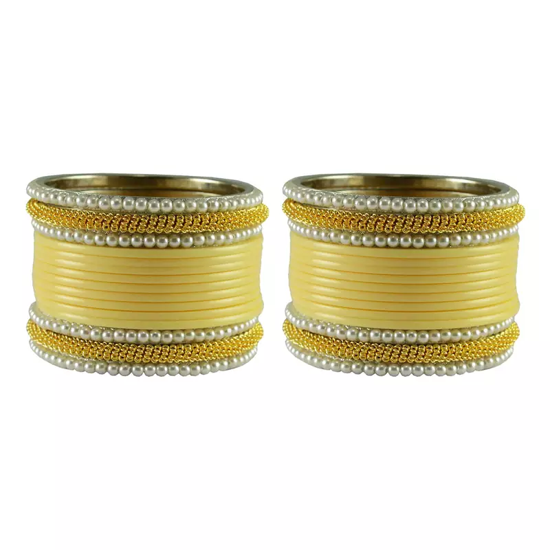 Cream Color Acrylic And Brass Bangle