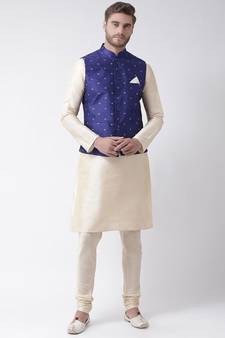 Men's Royal Blue Color Nehru Jacket with Kurta set