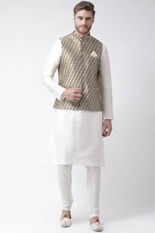 Men's Cream Color Nehru Jacket with Kurta set