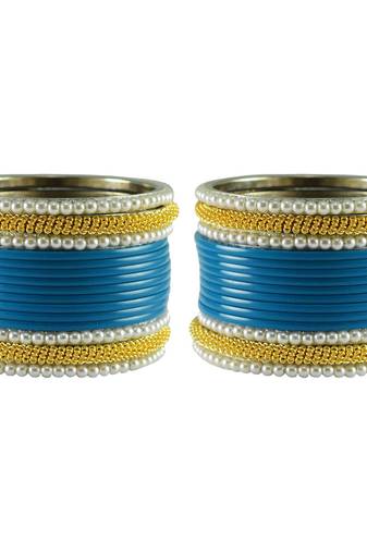 Firozi Color Acrylic And Brass Bangle