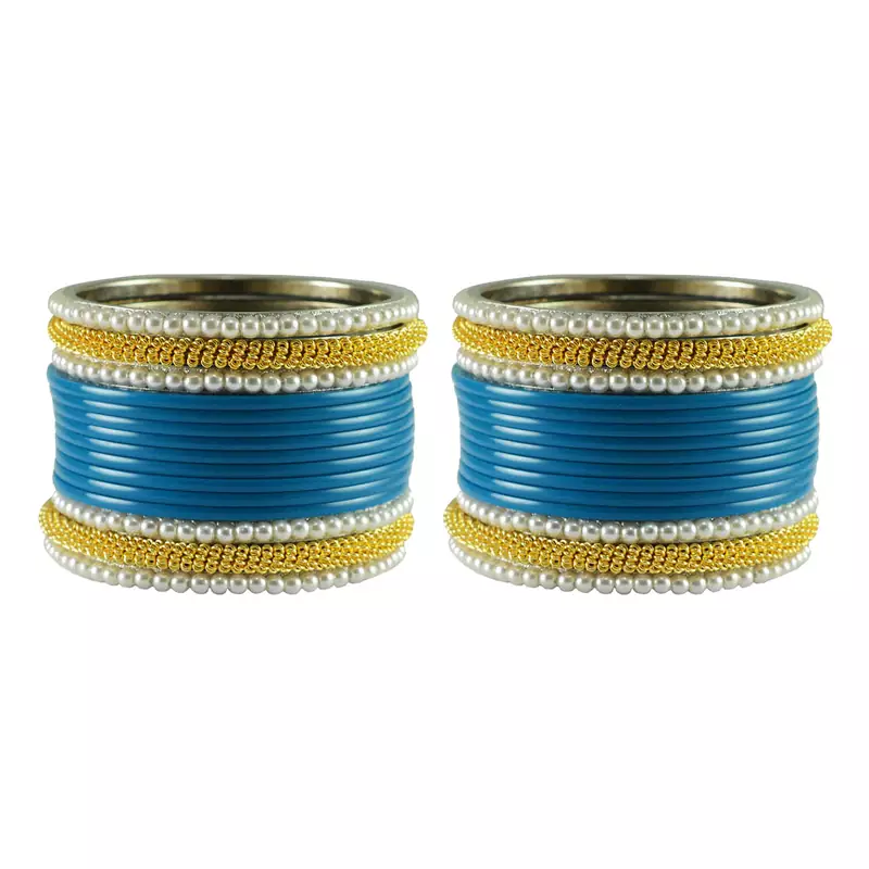 Firozi Color Acrylic And Brass Bangle