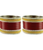 Maroon Color Acrylic And Brass Bangle