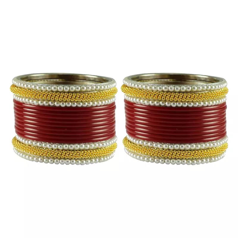 Maroon Color Acrylic And Brass Bangle