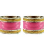 Pink Color Acrylic And Brass Bangle