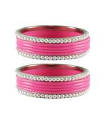 Pink Color Acrylic And Brass Bangle
