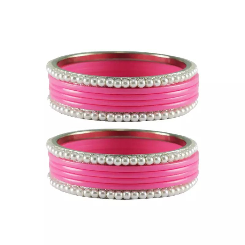 Pink Color Acrylic And Brass Bangle