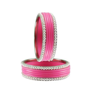 Pink Color Acrylic And Brass Bangle 2