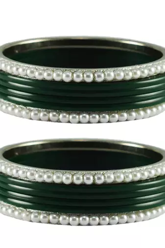Green  Color Acrylic And Brass Bangle