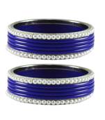 Blue Color Acrylic And Brass Bangle