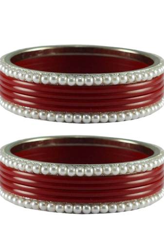 Red Color Acrylic And Brass Bangle