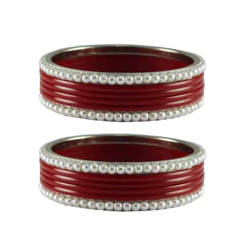 Red Color Acrylic And Brass Bangle