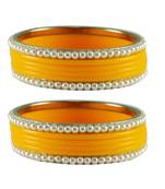 Yellow Color Acrylic And Brass Bangle