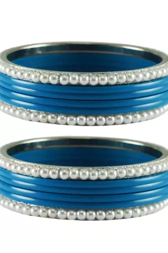 Firozi Color Acrylic And Brass Bangle