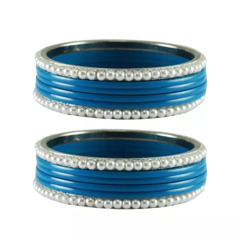 Firozi Color Acrylic And Brass Bangle