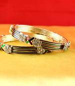 Gold Moti Stone Cz Polki Kundun Meenakari Pearl Bangle Kara