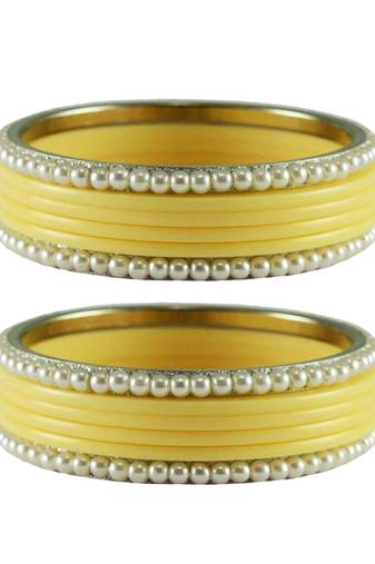 Cream Color Acrylic And Brass Bangle