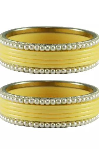Cream Color Acrylic And Brass Bangle