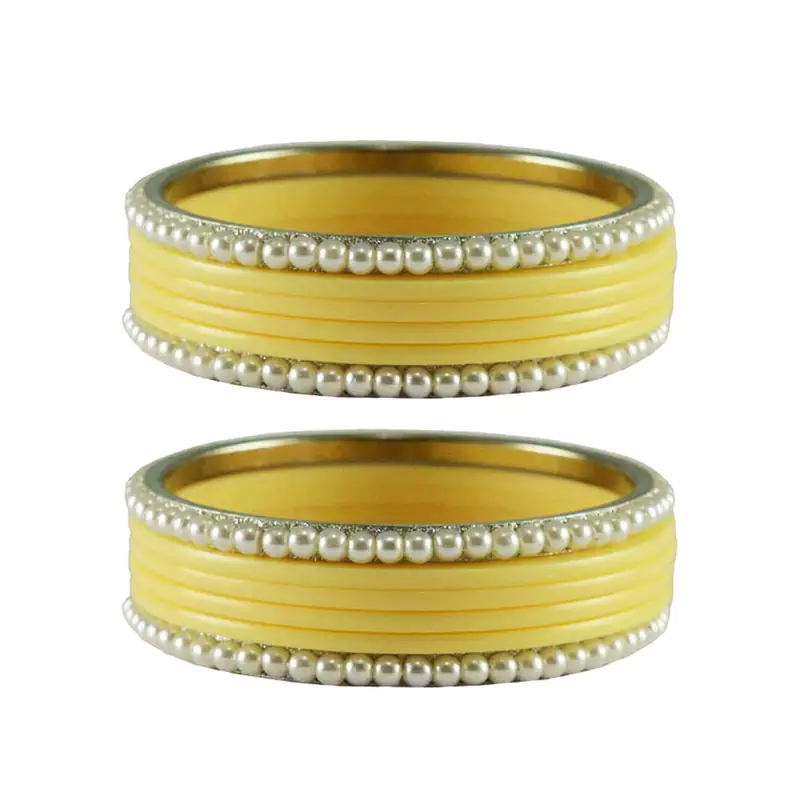 Cream Color Acrylic And Brass Bangle