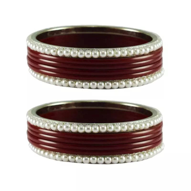 Maroon Color Acrylic And Brass Bangle