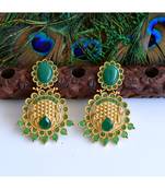 Matte Finish Green Party Wear Earrings dj-04847