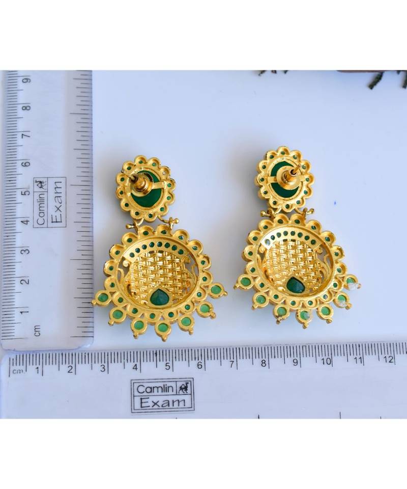 Matte Finish Green Party Wear Earrings dj-04847