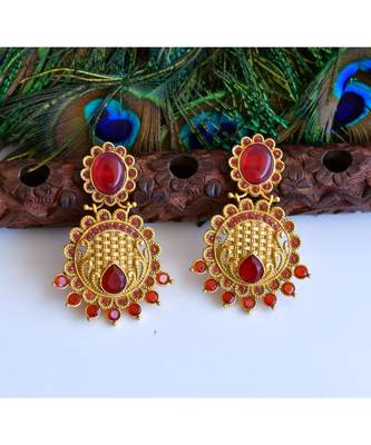 Matte Finish Maroon Party Wear Earrings dj-04844 1