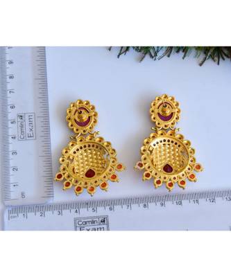 Matte Finish Maroon Party Wear Earrings dj-04844 3