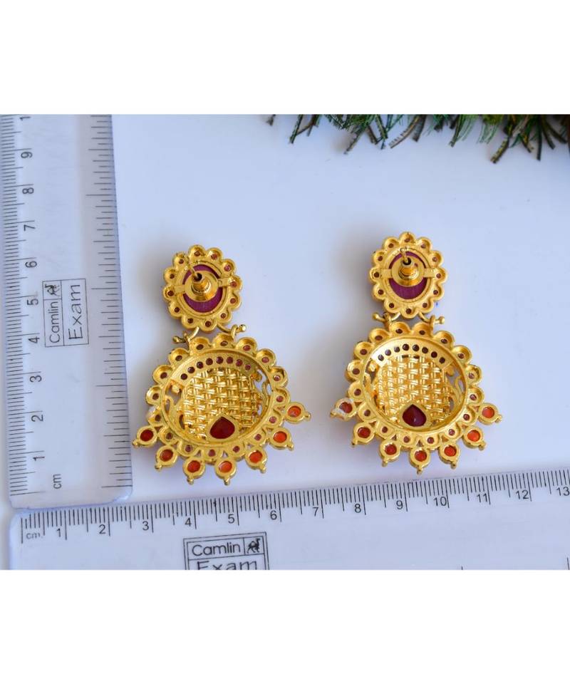 Matte Finish Maroon Party Wear Earrings dj-04844