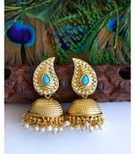 Antique Pearl-skyblue Mango Jhumkkas dj-04964