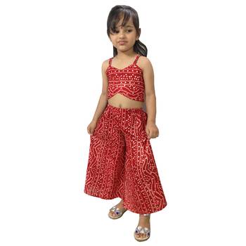 Aglare Bandhni Palazzo set, Pure cotton.STITCHED.comfortable.Red 1