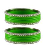 Green  Color Acrylic And Brass Bangle