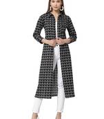 Black printed cotton tops